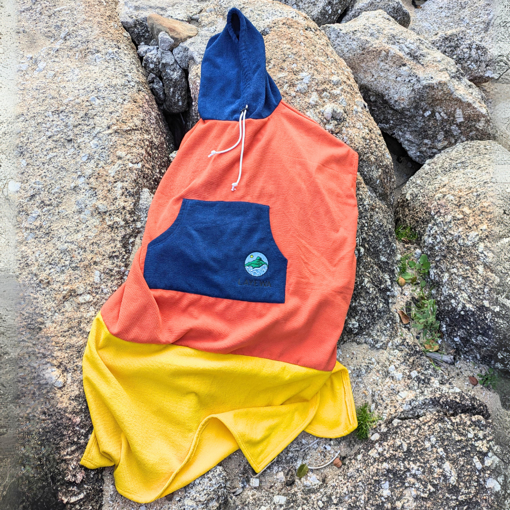 Hooded Changing Towel Poncho - Sunrise Color Block
