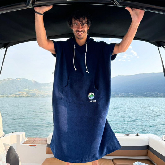 Hooded Changing Towel Poncho - Navy Blue